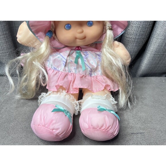 Fisher Price Puffalump Nylon Kids Doll Blonde Blue Eyes Braids Dress 19 Inch - Picture 4 of 11